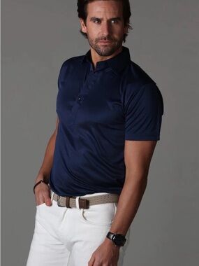 Collars & Co Men's medium  tall Navy blue Performance Polo Shirt